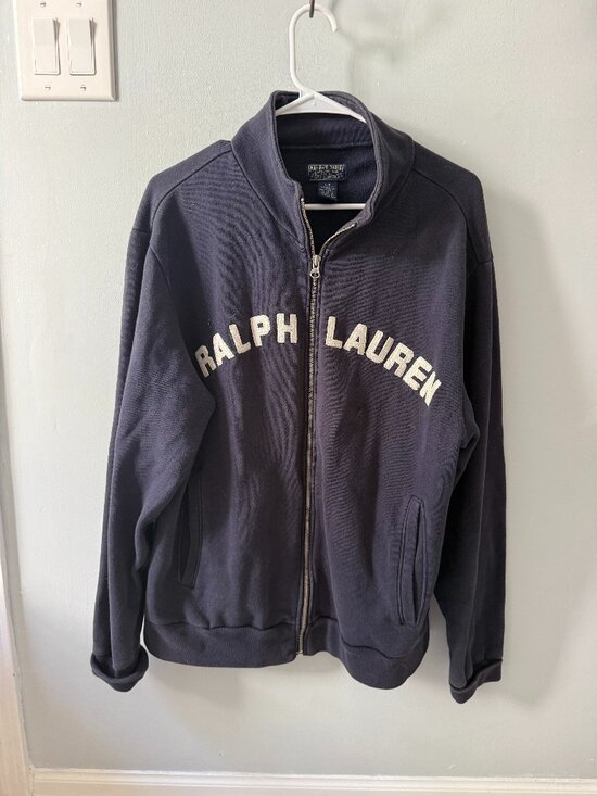 Polo Ralph Lauren Tops - Ralph Lauren POLO zip up hoodie WOMENS Navy Cotton sweatshirt Sz Large